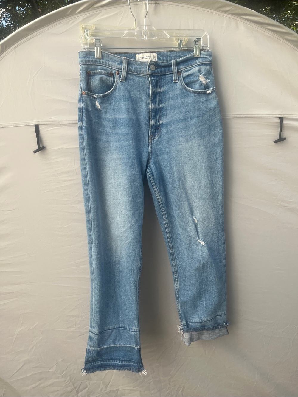 Abercrombie & Fitch Light Blue Distressed Straight Jeans